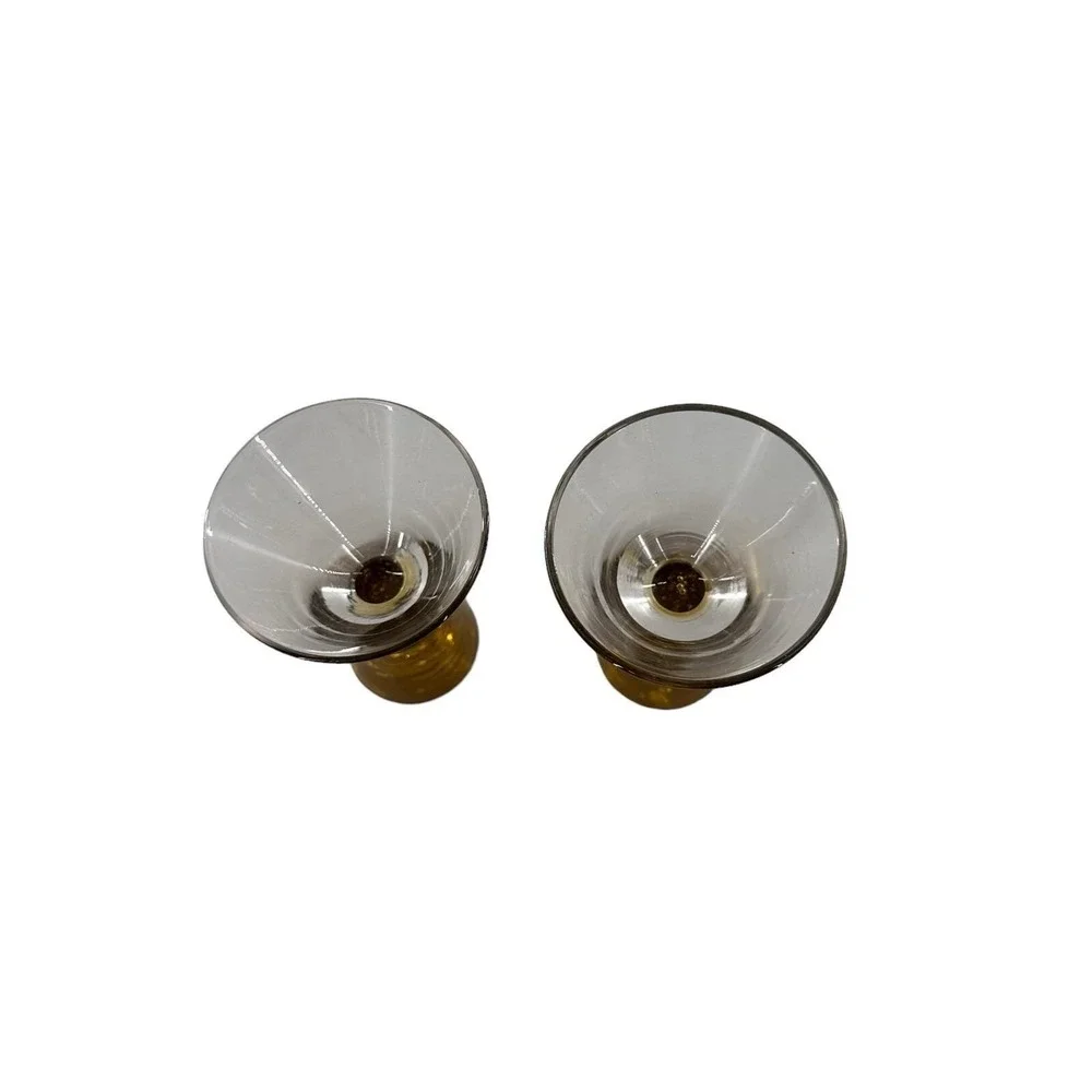 Mini‎ Amber Bubble Glass Martini Aperitif Glasses Set of 2 MCM Barware 4